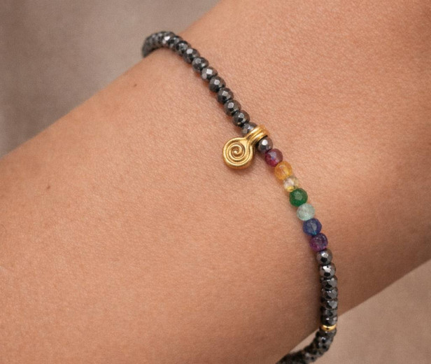 Браслет пірит Chakra — срібло 925, позолота