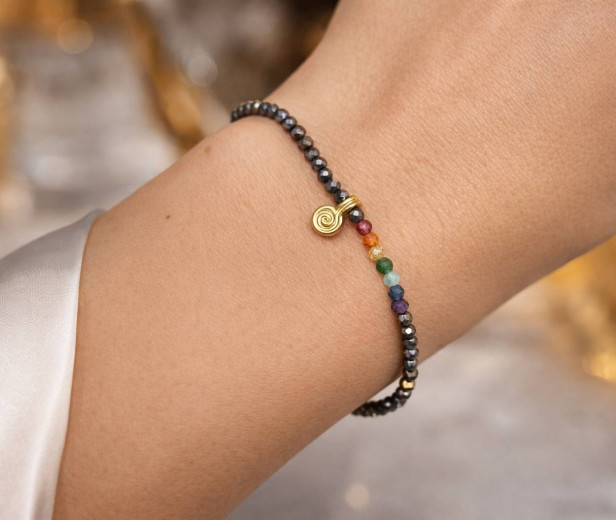 Браслет пірит Chakra — срібло 925, позолота