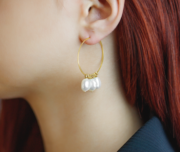 Сережки кільця з бароко mini — срібло 925, позолота
