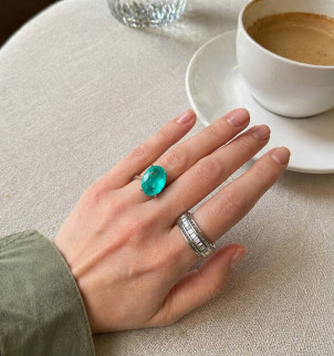 Серебряное кольцо Elegant с параиба lab, овал — родий