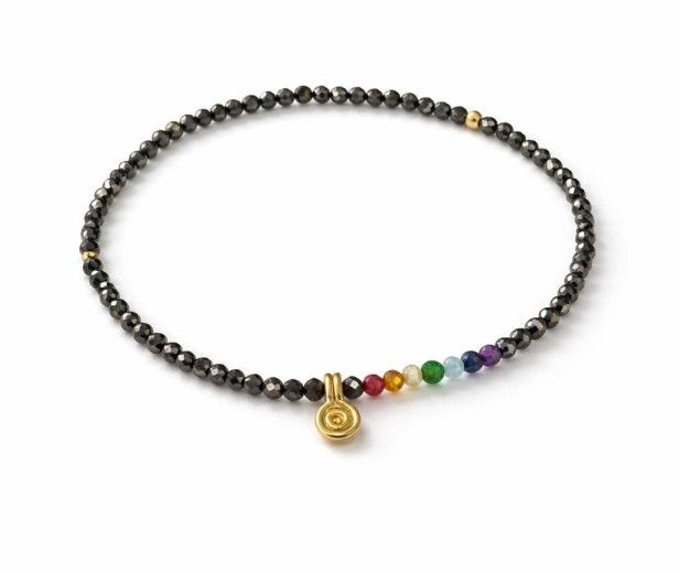 Браслет пірит Chakra — срібло 925, позолота