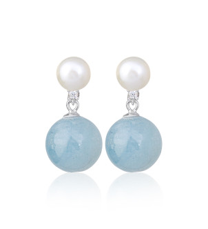 Серьги Aqua з аквамарином и жемчугом — серебро 925 Серьги Aqua з аквамарином и жемчугом — серебро 925