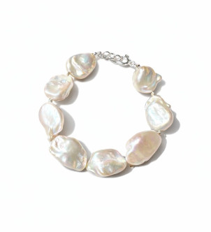 Браслет перли бароко 20 мм — срібло 925