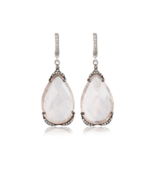 Серьги с розовым кварцем — серебро 925