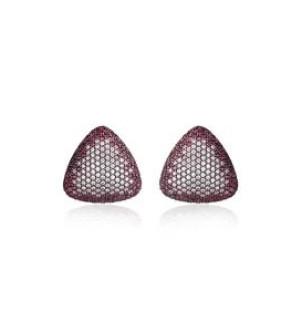 Серьги с цирконием розовым — серебро 925