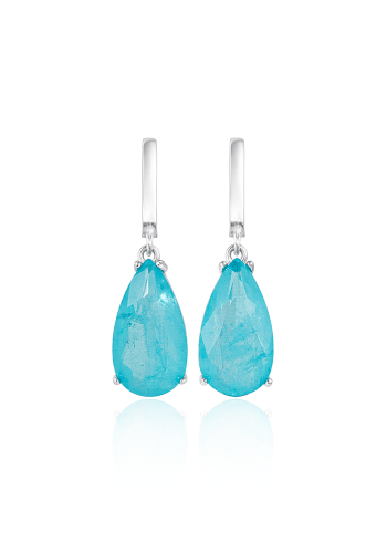 Серебряные серьги с турмалином lab, капля
