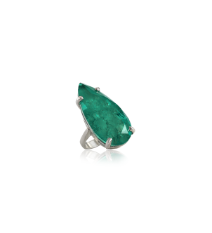 Серебряное кольцо Grand с изумрудом lab, капля