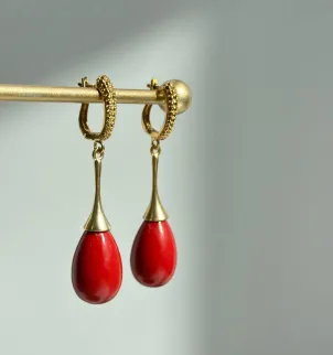 Сережки Корал крапля 12135