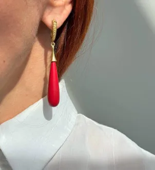 Сережки Корал крапля 12136