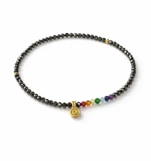 Браслет пірит Chakra — срібло 925, позолота