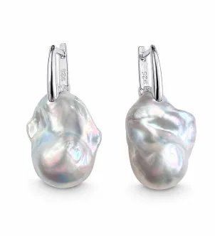 Сережки перли бароко Platinum — срібло 925