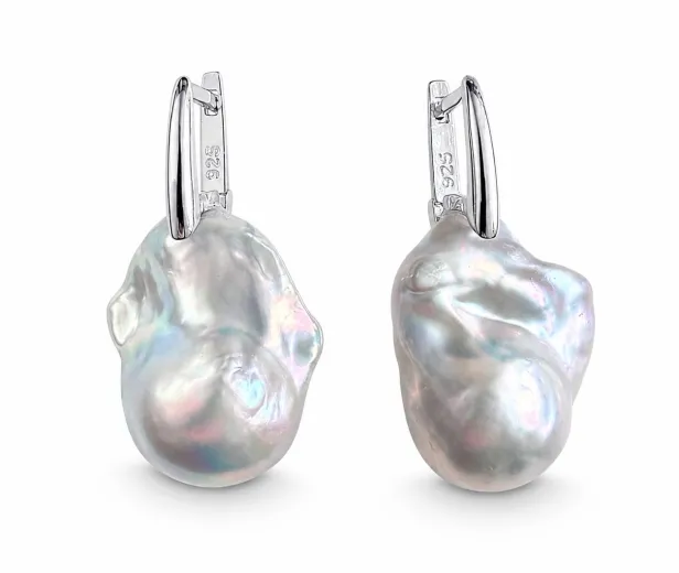Серьги с жемчугом бароко Platinum — серебро 925