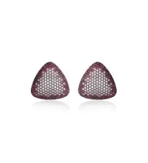 Серьги с цирконием розовым — серебро 925