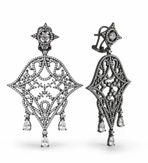 Сережки Марракеш, цирконій — срібло 925, чорний родій