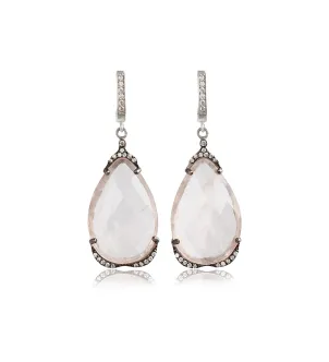 Серьги с розовым кварцем — серебро 925