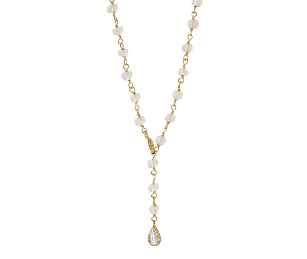 Кольє Lucky рожевим кварцем та підвіскою — срібло 925, позолота