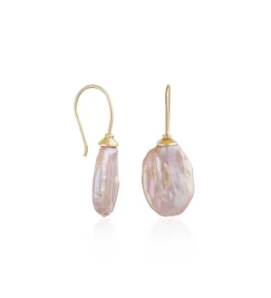 Серьги Gloss с розовым жемчугом — серебро 925, позолота