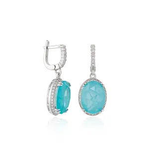 Срібні сережки Charm з параіба lab — родій