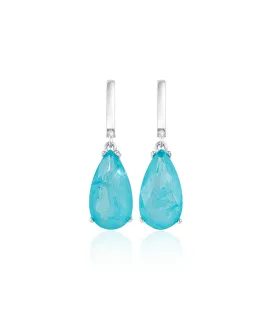 Серебряные серьги с турмалином lab, капля