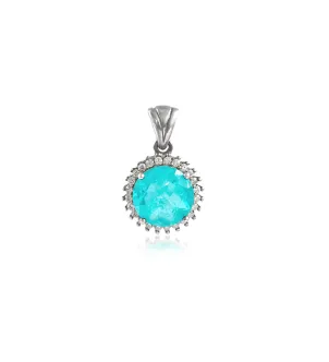 Срібний кулон Charm xs с параіба lab — родій