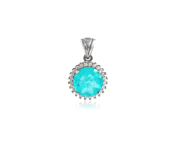 Срібний кулон Charm xs с параіба lab — родій