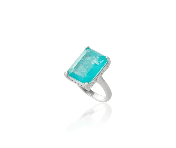 Серебряное кольцо Classic M с параиба lab