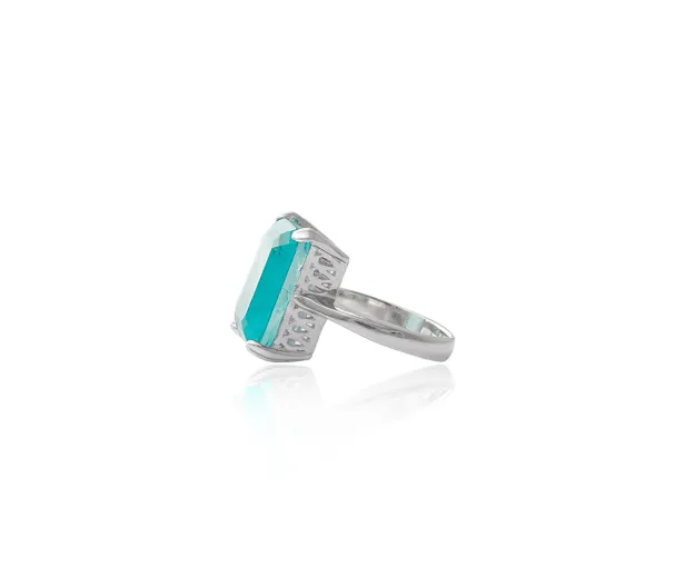 Серебряное кольцо Classic M с параиба lab