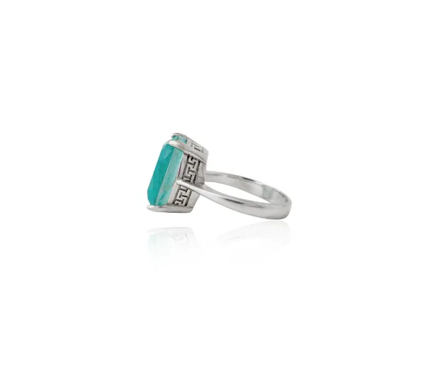 Серебряное кольцо Elegant с параиба lab, овал — родий