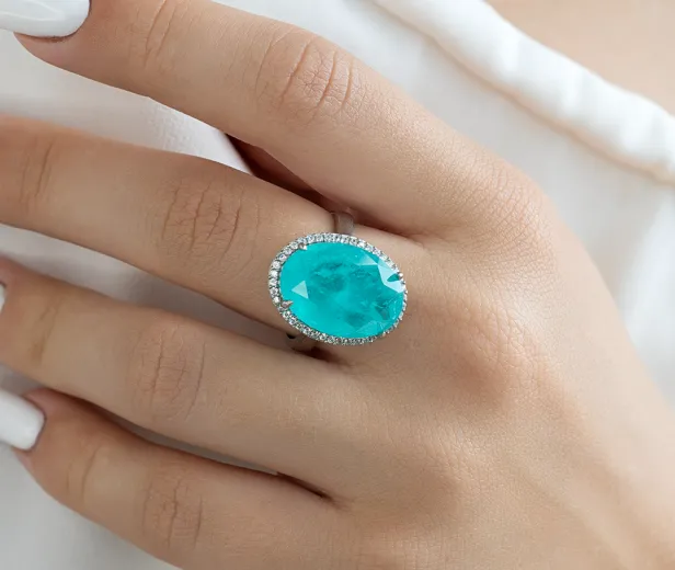 Серебряное кольцо Charm M с  параиба lab