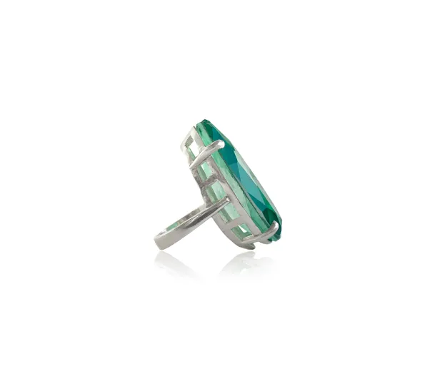 Серебряное кольцо Grand с изумрудом lab, капля