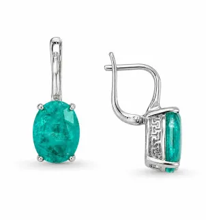 Серебряные серьги Elegant с параиба lab, овал — родій