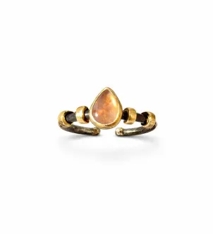 Кольцо розовый турмалин, капля — серебро 925, позолота