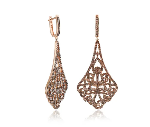 Сережки з димчастим цирконієм — срібло 925, позолота