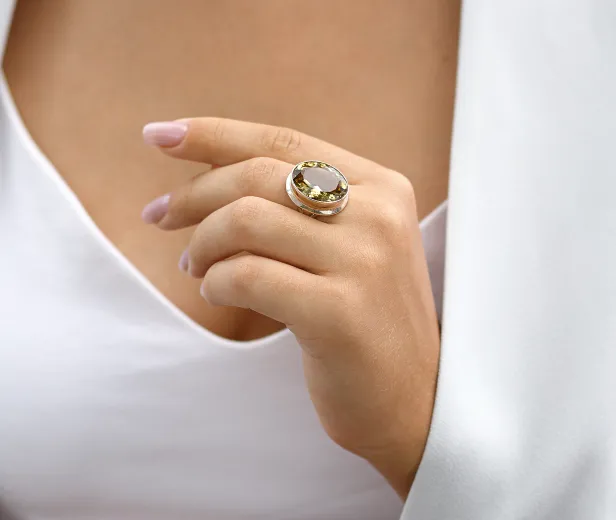 Срібна каблучка з цитрином, овал r214181030Gs114